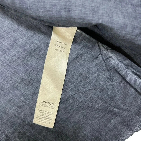 Chicos Blue Studded Beaded Embroidered Eyelet Cardigan Jacket Size 1 US Medium - Picture 4 of 8